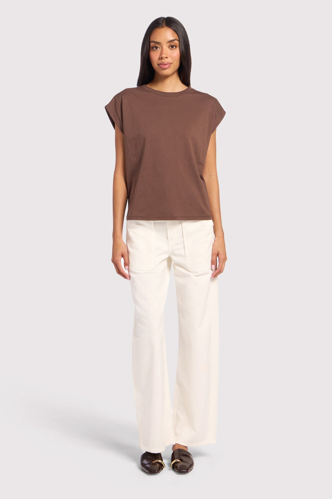 Soft Cotton Muscle Tee | Coffee