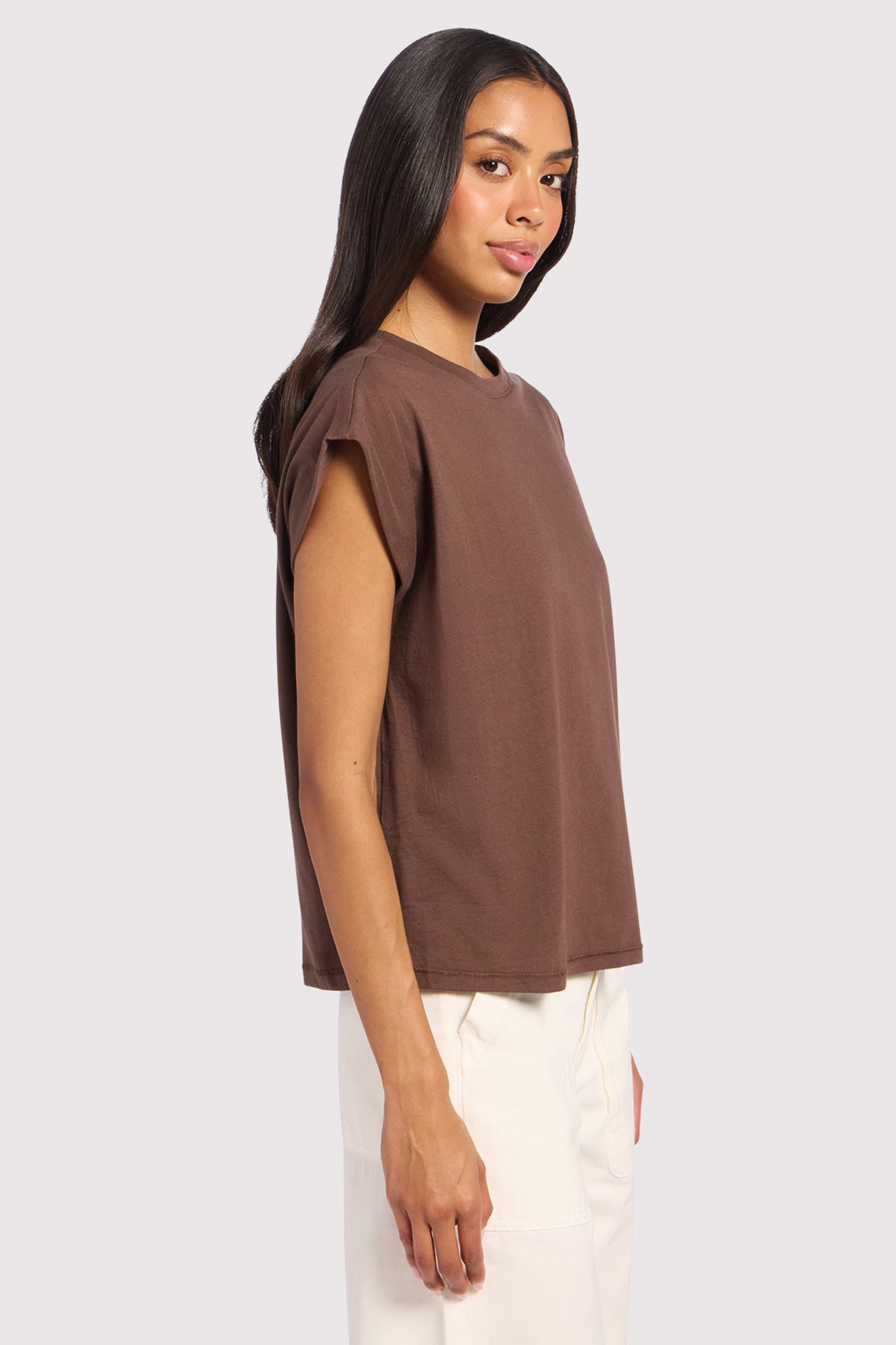 Soft Cotton Muscle Tee | Coffee