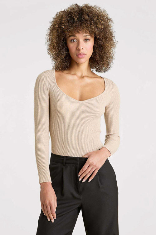Sweetheart Sweater Bodysuit | Heather Oat