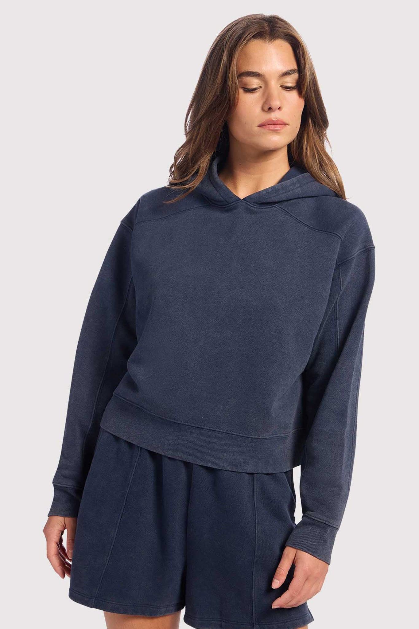 Vintage Fleece Cropped Hoodie | Washed Navy