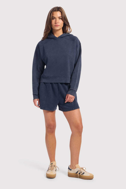 Vintage Fleece Cropped Hoodie | Washed Navy
