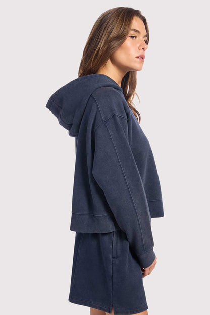 Vintage Fleece Cropped Hoodie | Washed Navy