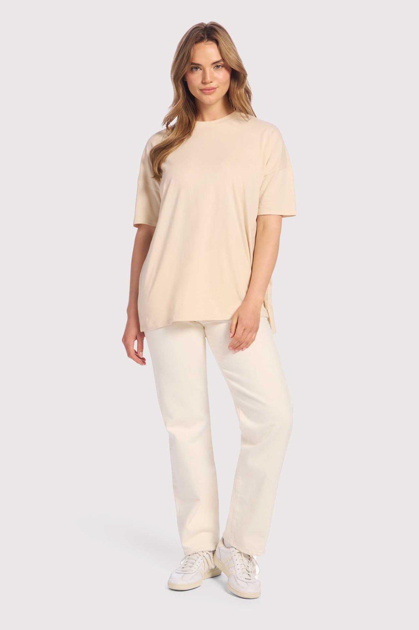 Soft Cotton Oversized Tee | Bone