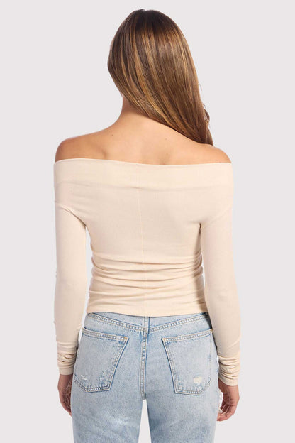 Slinky Rib Off-The-Shoulder Shirt | Bone