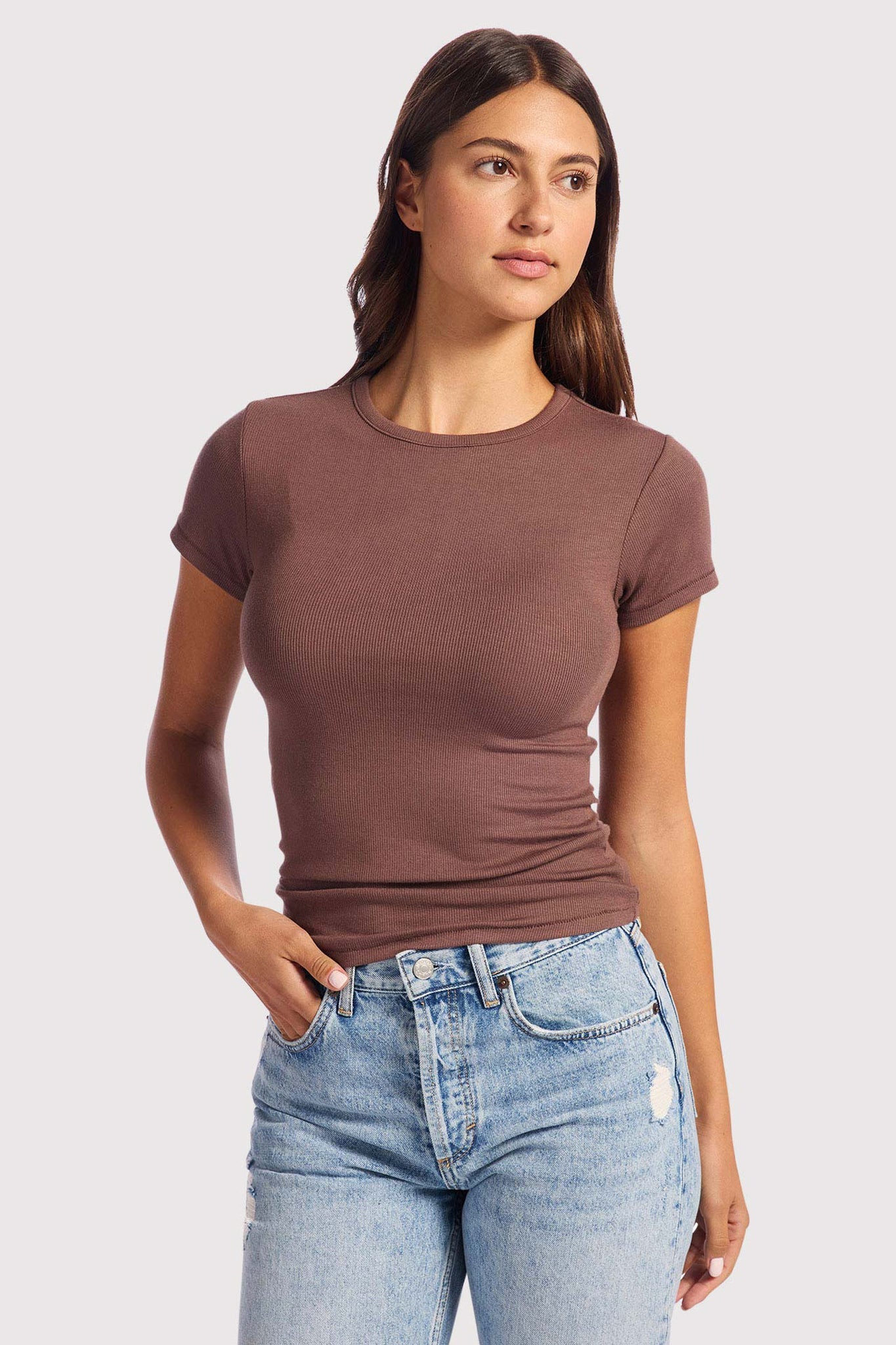 Slinky Rib Tee | Coffee