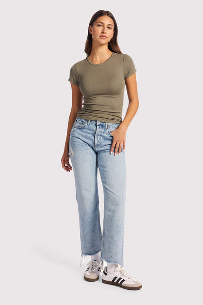 Slinky Rib Tee | Olive