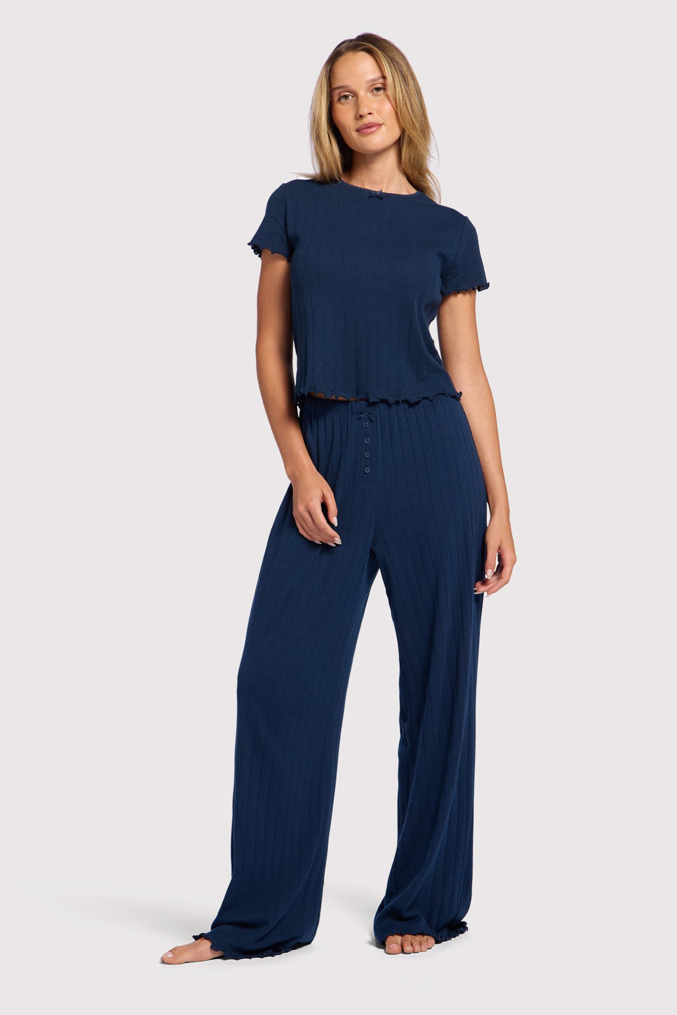 Pointelle Pajama Pant Set | Navy