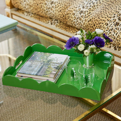Green Scalloped Lacquer Tray
