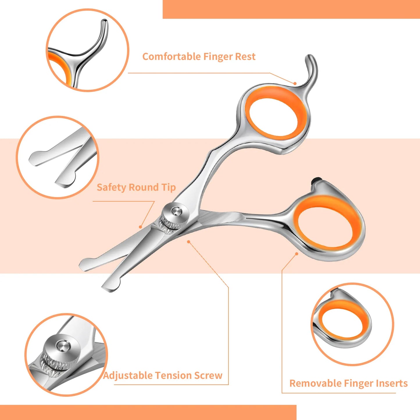 4.5 Inch NEPURLson Color Teeth Pet Grooming Scissors Straight Scissors Curved Blade protection Scissors PT-136