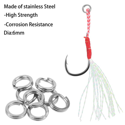 Slow Jig Assist Hooks with Feather – 100pcs, High-Carbon Steel, Sizes 11–15#, Saltwater