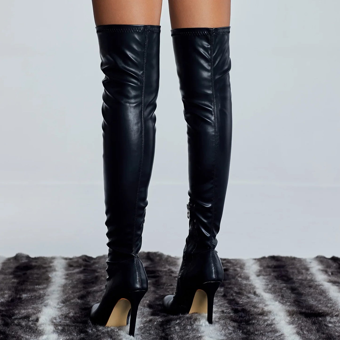 Botas Femininas  Plus Size Stocking Tube Trendy Sexy Women's Long Over the Knee Patent Thigh High Boots