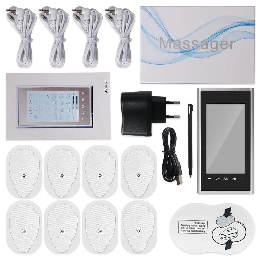 4 Output Channel 24 Modes EMS Eletric Professional Muscle Stimulation Physiotherapy Tens Electrodes Machines Body Massager Pads