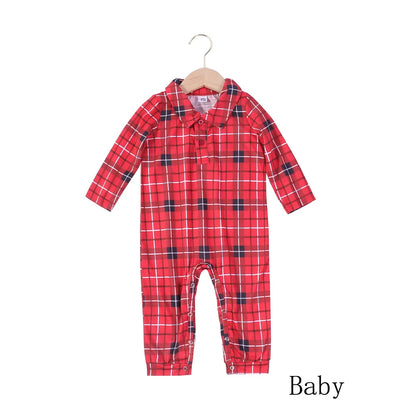 2025 Good Quality Red Color Matching Family Outfits Pajamas Plaid Cotton Baby Christmas Pajamas Pet Family Christmas Pajamas