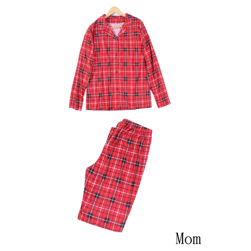 2025 Good Quality Red Color Matching Family Outfits Pajamas Plaid Cotton Baby Christmas Pajamas Pet Family Christmas Pajamas