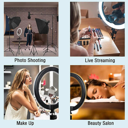 10 inch LED Selfie Ring Light Dimmable Photography Fill Lamp with Mini tripod for Phone Tiktok Live Video Photo Studio Ringlight