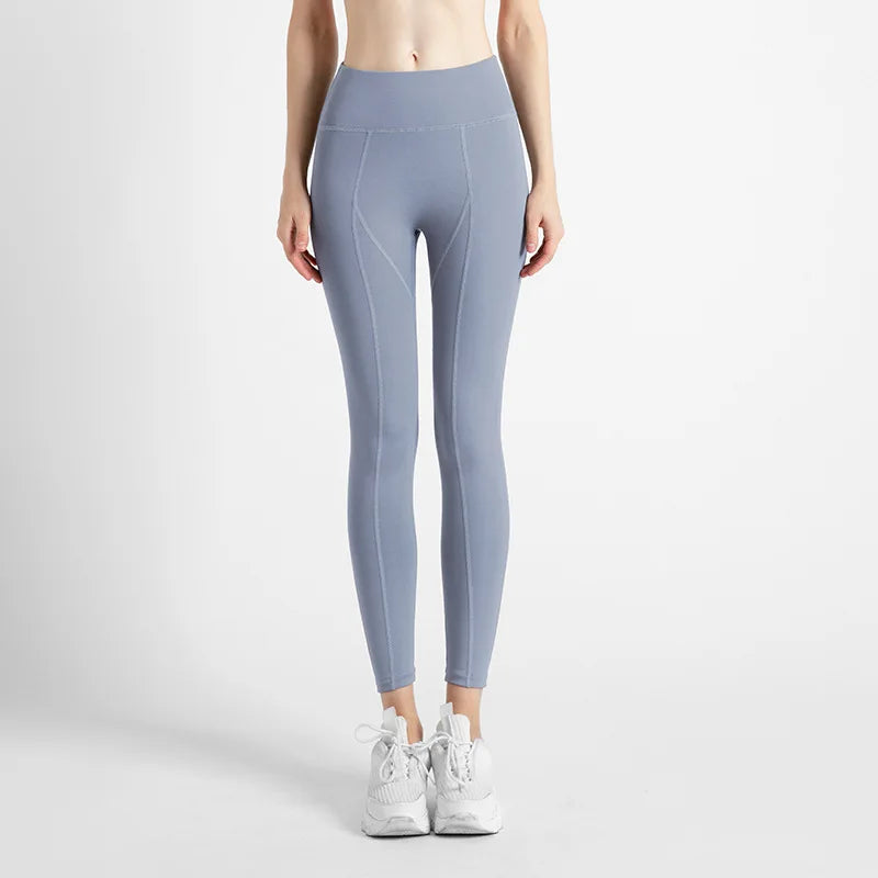 2022 New Sportswear Long Sleeve Top Pants Yoga Suit High Waist Peach Buttocks Seamless Leggings With Mesh Pocket Fitness Gym Set