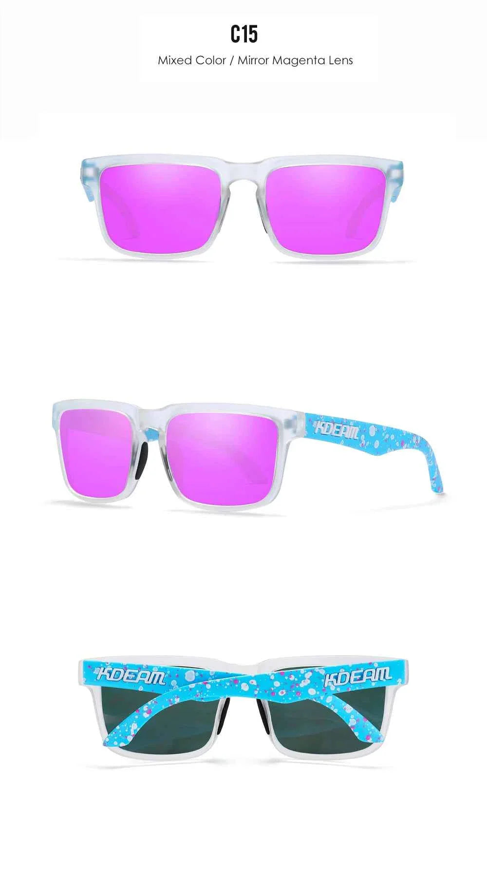 KDEAM Classic Square Sunglasses Men Women Category 3 Polarized Sun Glasses Unique Frame Surface Eyewear With Case Box KD332