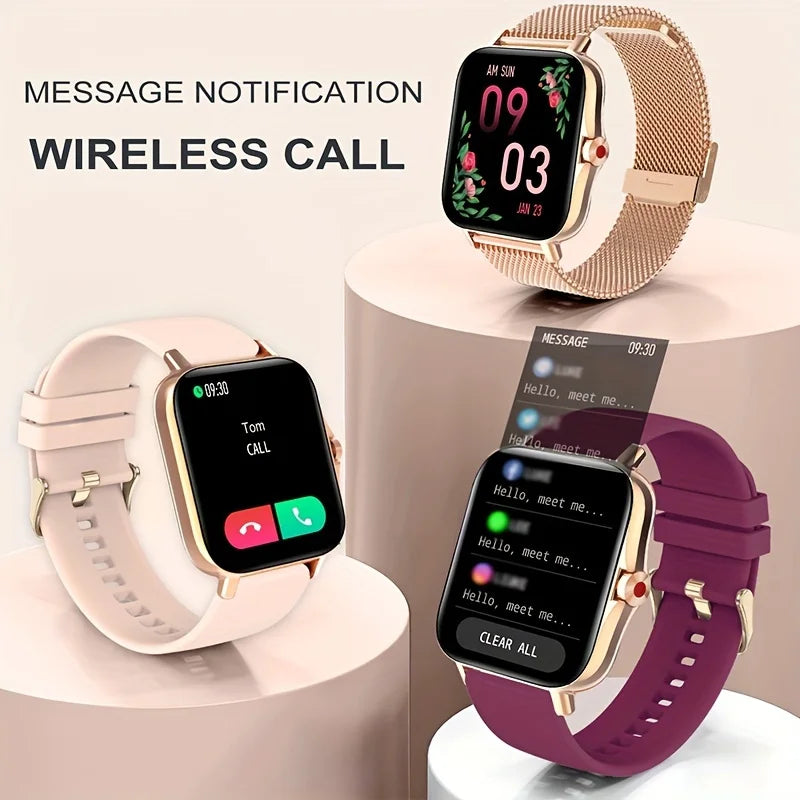A Women's Smartwatch Compatible with Both iPhone and Android Phones, Equipped with a Health Tracker/message