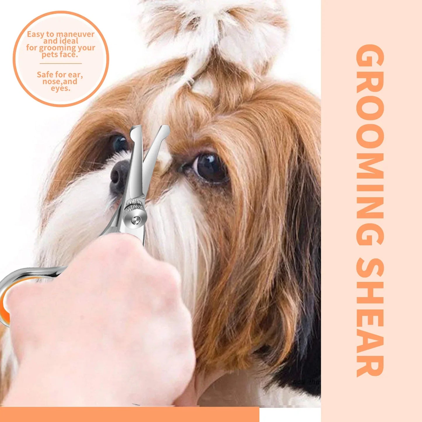 4.5 Inch NEPURLson Color Teeth Pet Grooming Scissors Straight Scissors Curved Blade protection Scissors PT-136