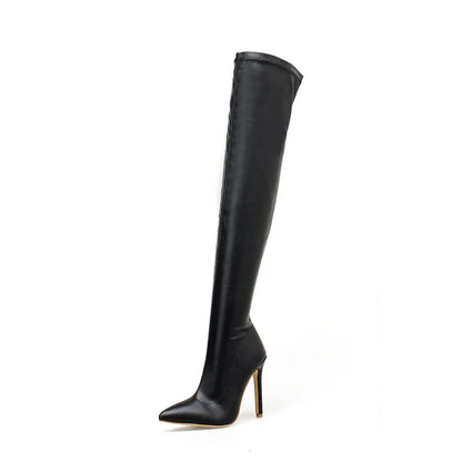 Botas Femininas  Plus Size Stocking Tube Trendy Sexy Women's Long Over the Knee Patent Thigh High Boots