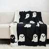 100% Polyester Casual Throw Blanket Customized Cartoon Pattern Cute Ghost Print Jacquard Blanket