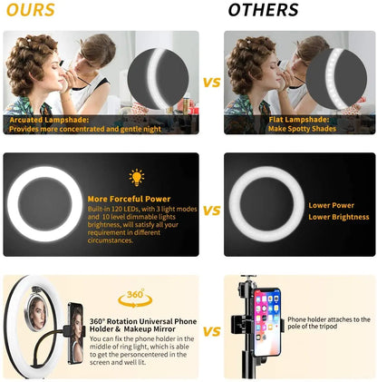 10 inch LED Selfie Ring Light Dimmable Photography Fill Lamp with Mini tripod for Phone Tiktok Live Video Photo Studio Ringlight