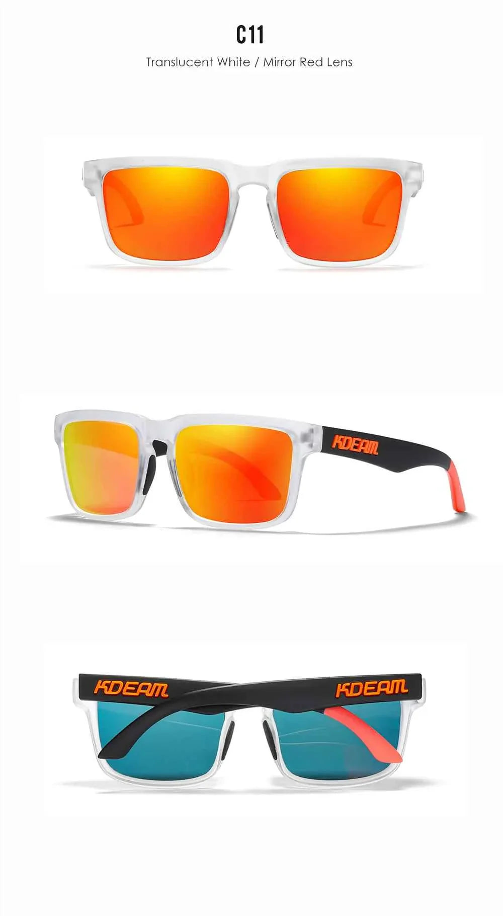 KDEAM Classic Square Sunglasses Men Women Category 3 Polarized Sun Glasses Unique Frame Surface Eyewear With Case Box KD332