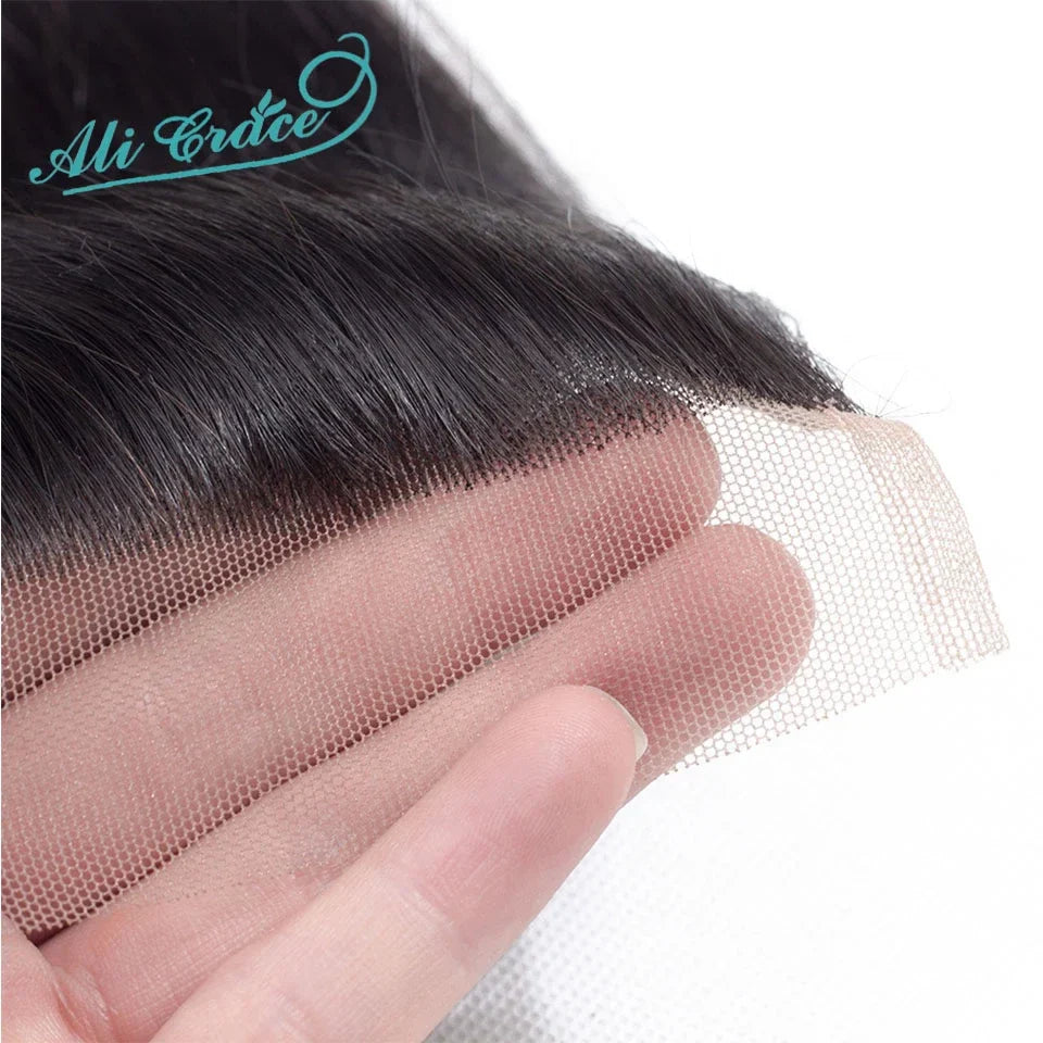 Ali Grace 5x5 HD Closure Brazilian Straight Hair HD/Transparent Lace Closure Pure-Hand Tied Human Hair Lace Closure 14-20Inch