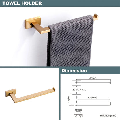 5 Piece Hotel Home Bathroom Accessories Set Brushed Gold Towel Bar/Hand Towel Holder/Hooks Bathroom Hardware Set