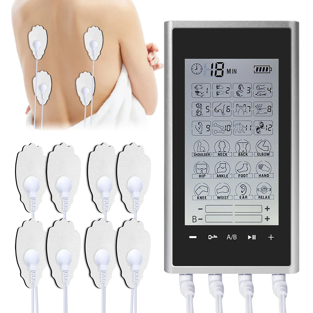 4 Output Channel 24 Modes EMS Eletric Professional Muscle Stimulation Physiotherapy Tens Electrodes Machines Body Massager Pads