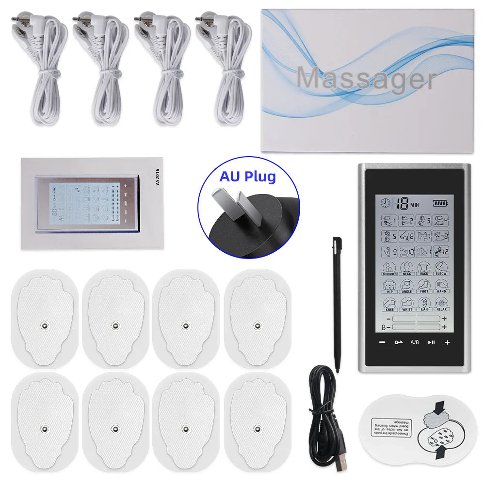 4 Output Channel 24 Modes EMS Eletric Professional Muscle Stimulation Physiotherapy Tens Electrodes Machines Body Massager Pads
