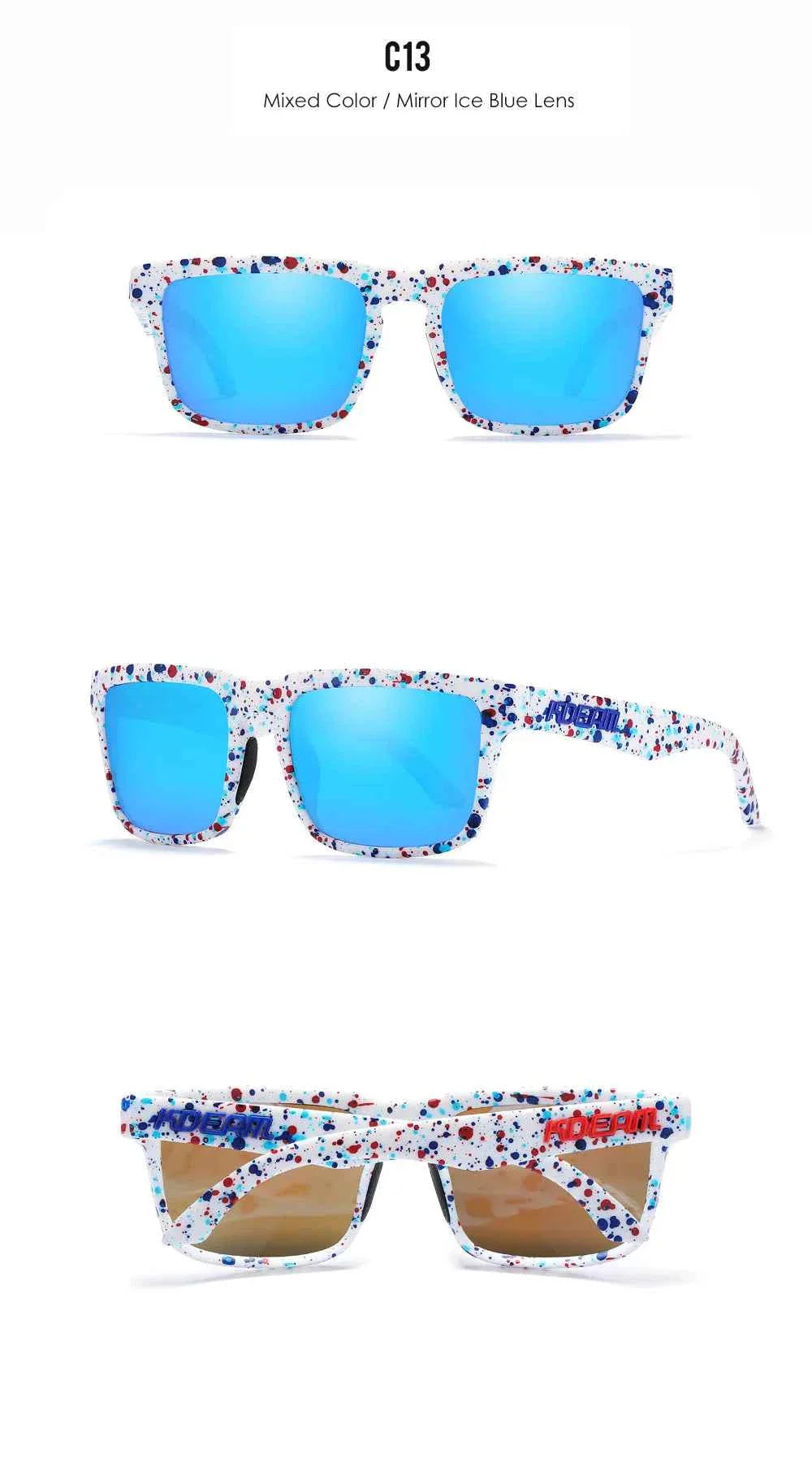 KDEAM Classic Square Sunglasses Men Women Category 3 Polarized Sun Glasses Unique Frame Surface Eyewear With Case Box KD332