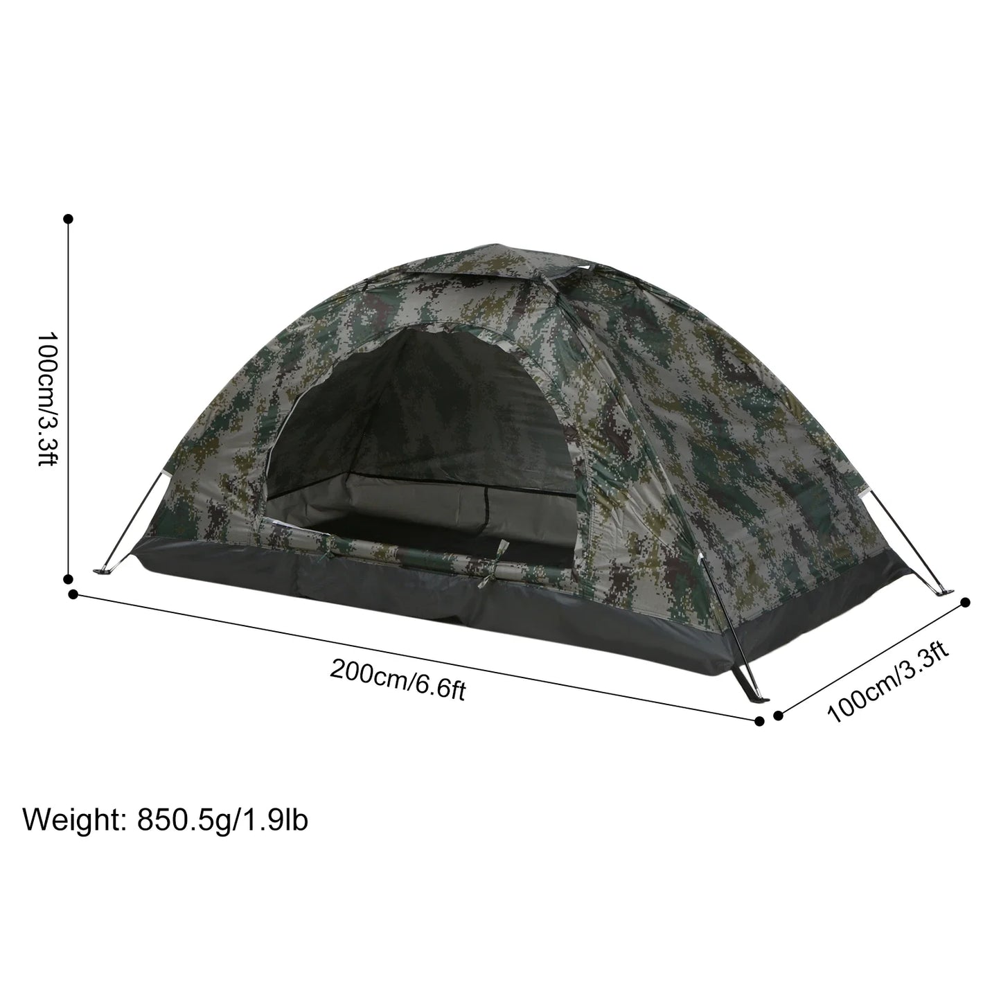 1-2 Person Ultralight Camping Tent – Single Layer, 850g, UV Coating, Quick Setup
