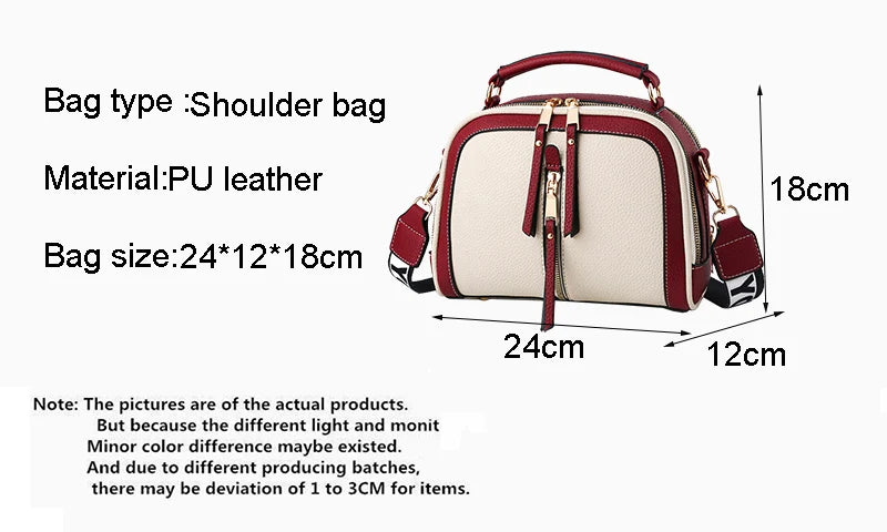 Fashion Hit Color Shoulder Bags for Women Female PU Leather Crossbody Messenger Bags Small Handbag Wide Strap Purse