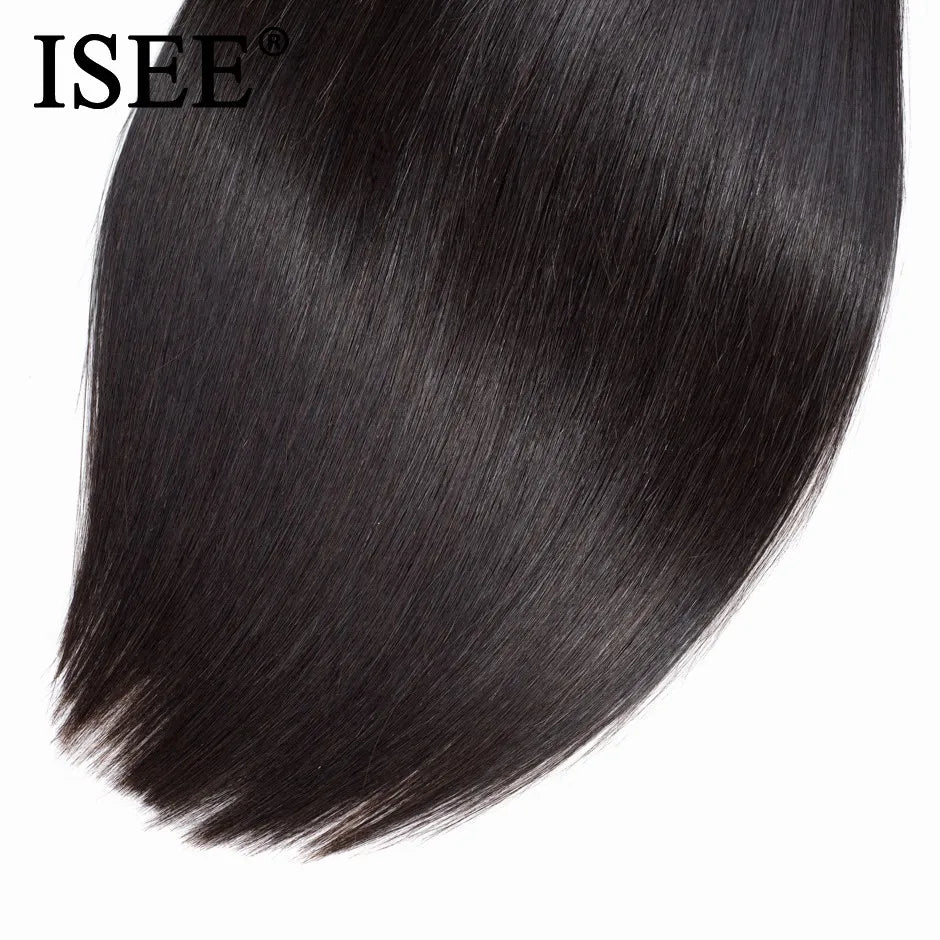 Brazilian Straight Hair Weaves bundles raw hair 100% Human Hair Bundles Straight Hair Extension Natural Color 1Bundle ISEE hair