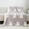 100% Polyester Casual Throw Blanket Customized Cartoon Pattern Cute Ghost Print Jacquard Blanket