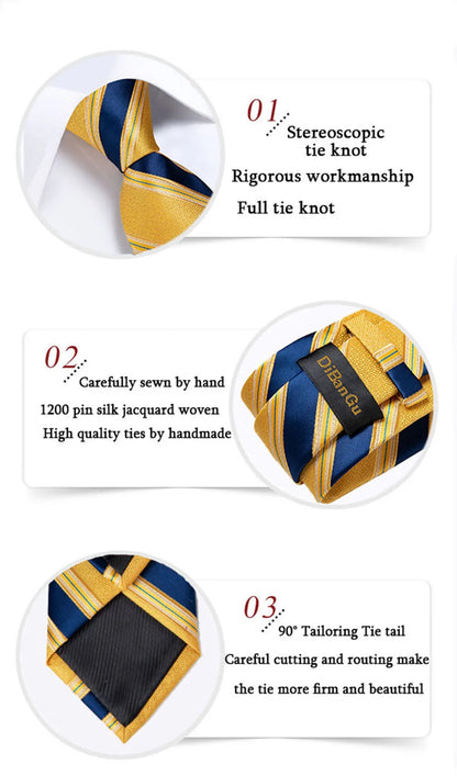 Men's Ties Solid Pink Blue Green Purple Wedding Party Accessories Groom Necktie Handkerchief Cufflinks Gift for Husband