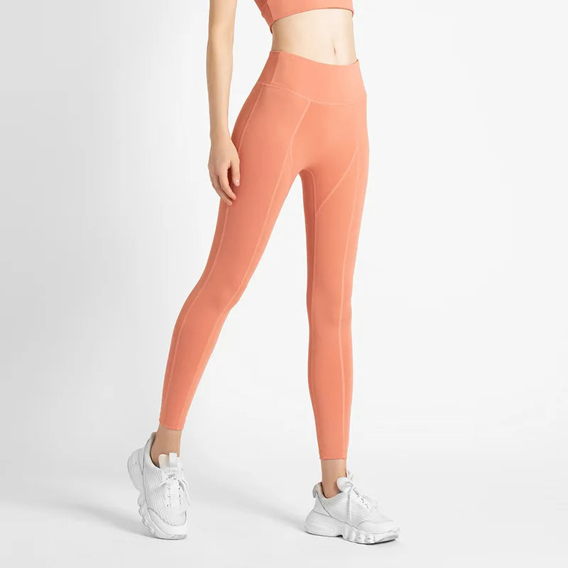 2022 New Sportswear Long Sleeve Top Pants Yoga Suit High Waist Peach Buttocks Seamless Leggings With Mesh Pocket Fitness Gym Set