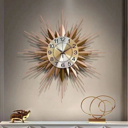 55cm Golden Sun Clock Living Room Household Decor Iron Art Modern Nordic Luxury High-end Creative Hanging Watch Dropshipping DDP