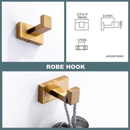 5 Piece Hotel Home Bathroom Accessories Set Brushed Gold Towel Bar/Hand Towel Holder/Hooks Bathroom Hardware Set