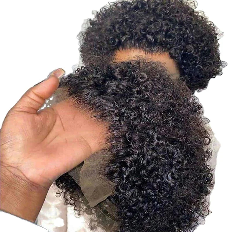 Cheap 13x1 Lace Pixie Cut Curly Wig Natural Brazilian 150% Density Pixie Curly Human Hair Wig 100% Human Hair