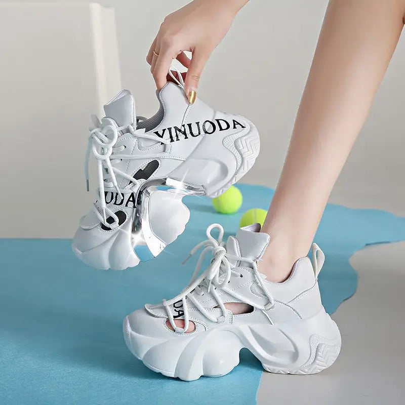 Breathable Tenis Feminino  Casual Running Sports Summer Platform Thick Rubber Sole Shoe Pink Sneakers for Women
