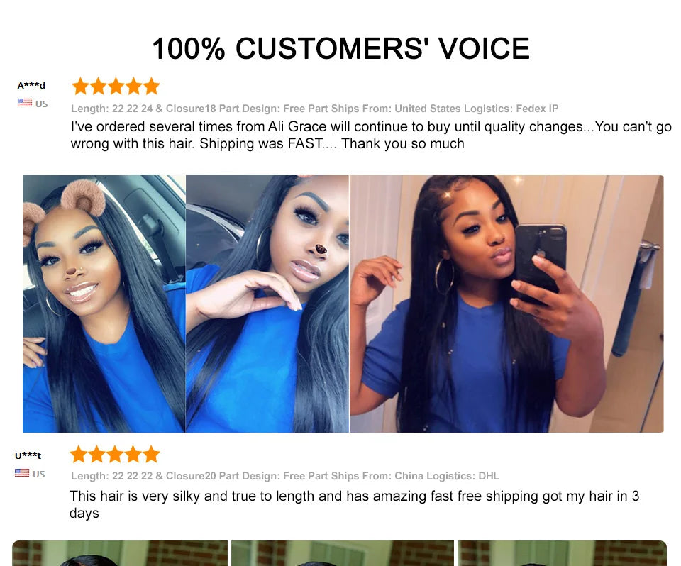 Ali Grace 5x5 HD Closure Brazilian Straight Hair HD/Transparent Lace Closure Pure-Hand Tied Human Hair Lace Closure 14-20Inch