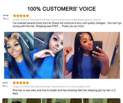 Ali Grace 5x5 HD Closure Brazilian Straight Hair HD/Transparent Lace Closure Pure-Hand Tied Human Hair Lace Closure 14-20Inch