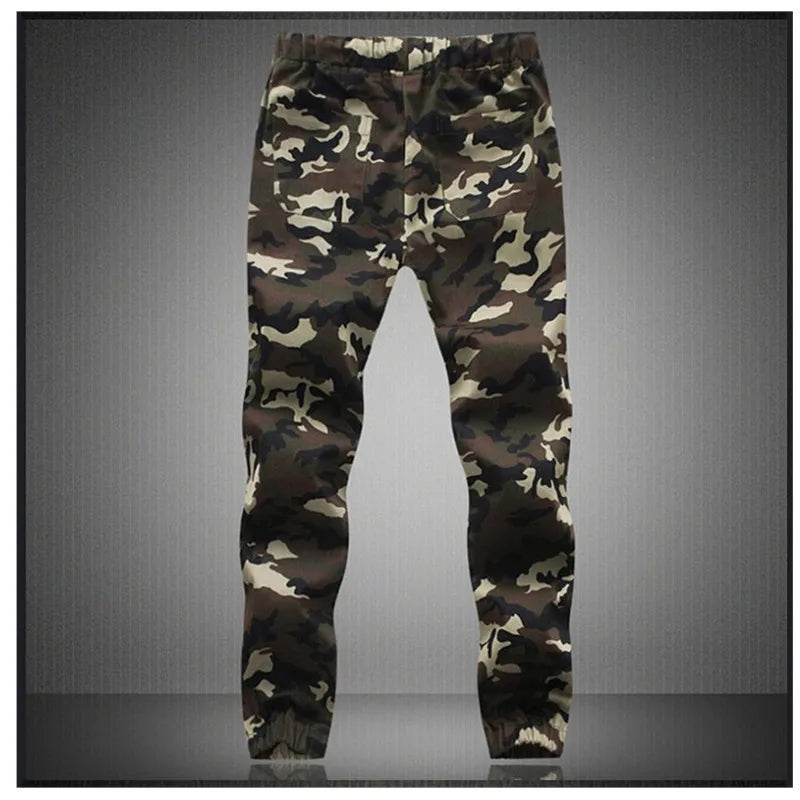 Men's Camo Jogger Cargo Pants – Cotton, Drawstring, Loose Fit, 4 Colors, M-5XL