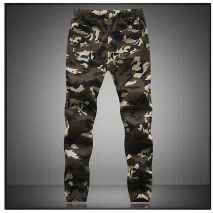 Men's Camo Jogger Cargo Pants – Cotton, Drawstring, Loose Fit, 4 Colors, M-5XL