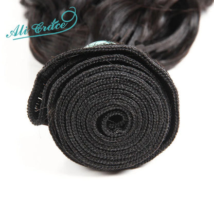 ALI GRACE Hair Brazilian Natural Wave Hair Bundles 3 Pieces 100% Human Hair Weaving 12-28inch Remy Hair Extensions Water Wave