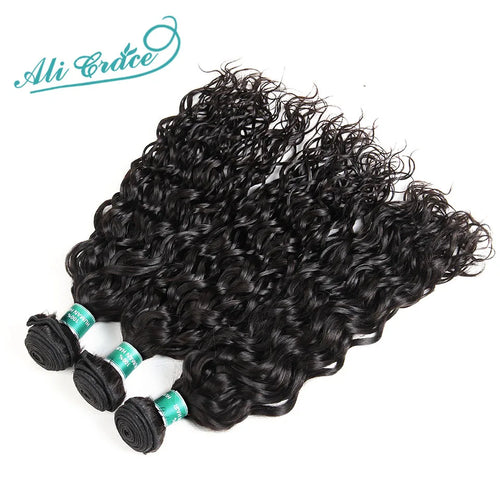 ALI GRACE Hair Brazilian Natural Wave Hair Bundles 3 Pieces 100% Human Hair Weaving 12-28inch Remy Hair Extensions Water Wave