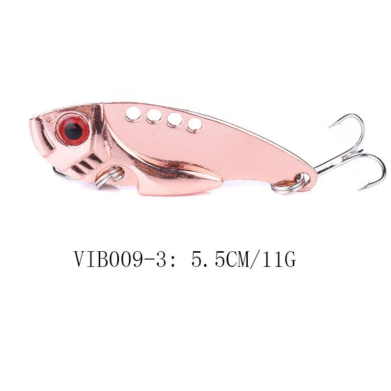 Metal VIB Cicada Fishing Lure – 3D Eyes Hard Bait with Treble Hook, 3g/7g/11g