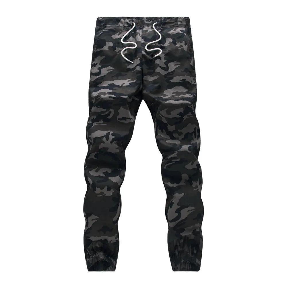 Men's Camo Jogger Cargo Pants – Cotton, Drawstring, Loose Fit, 4 Colors, M-5XL
